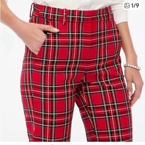 J. Crew Red Tartan Women's Kallie Pant NWOT 10